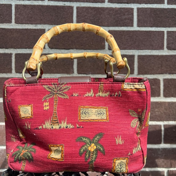 Vintage Tropical Bamboo Handle Bag – Palm Tree Print - Picture 3 of 3